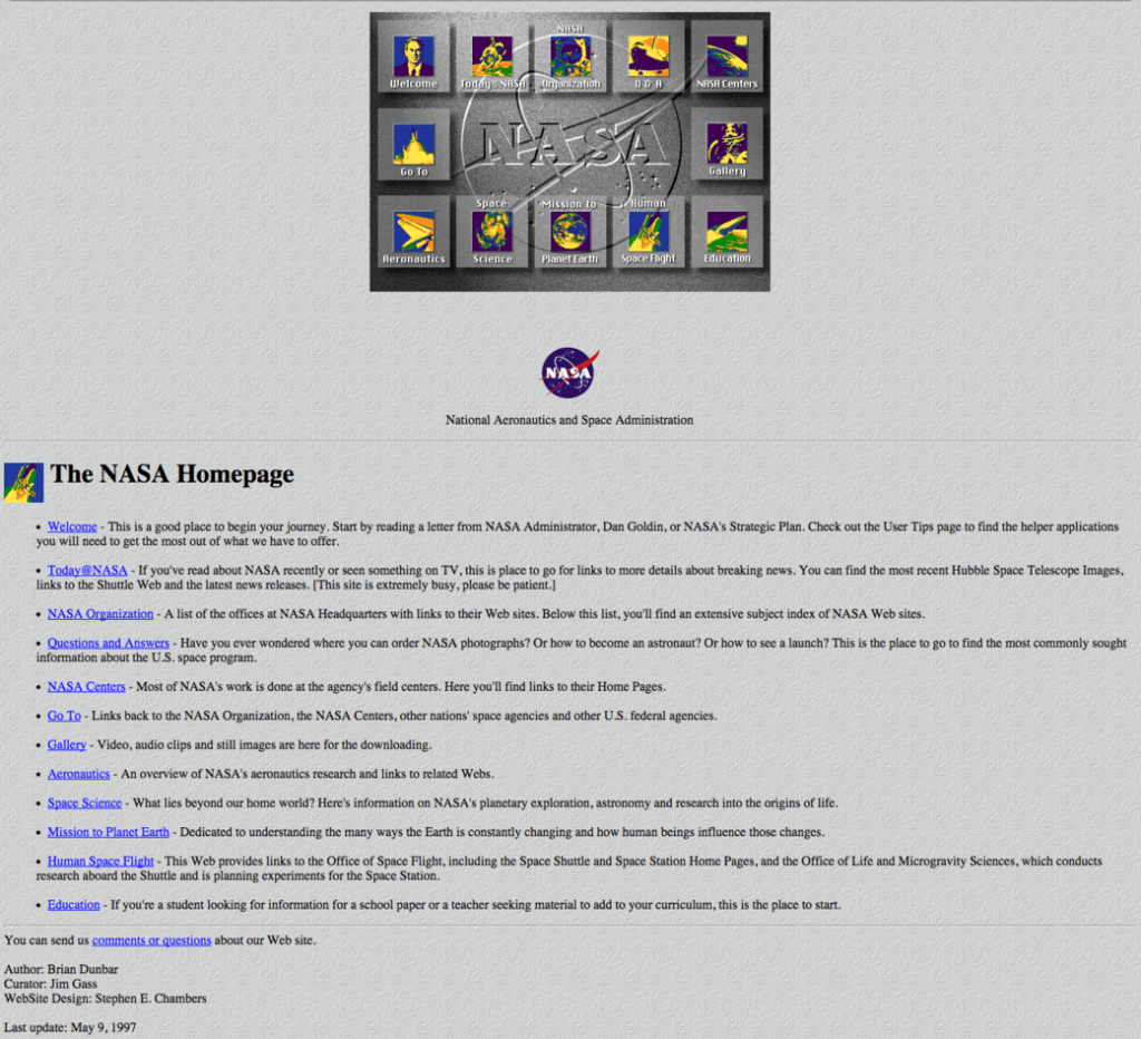 90年代 のWebサイト - 主な特徴および事例 - NASAのデザイン